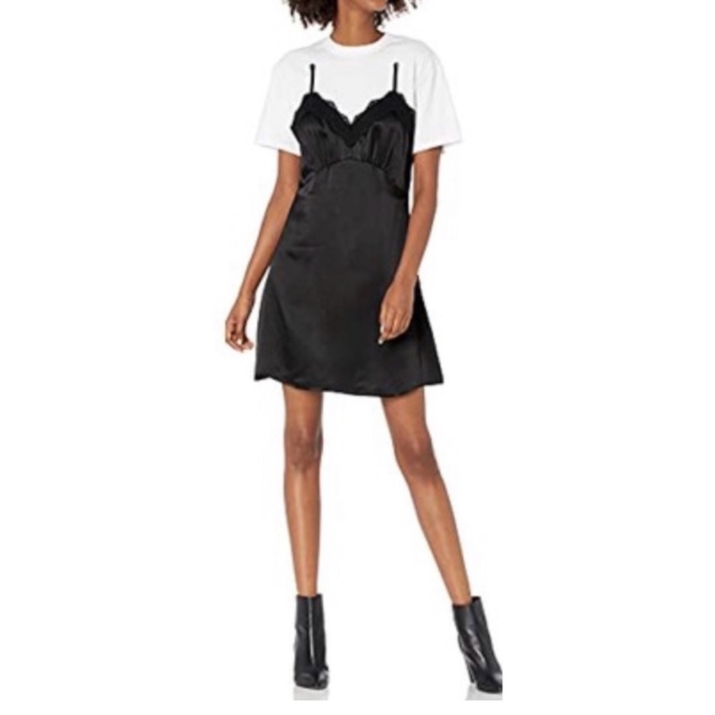 The Kooples Sport T-Shirt Slip Dress 2 In 1 Layered Babydoll Size Medium/Large